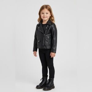 NEW Joe Fresh Size 3 Toddler Black Faux Leather Moto Jacket‎